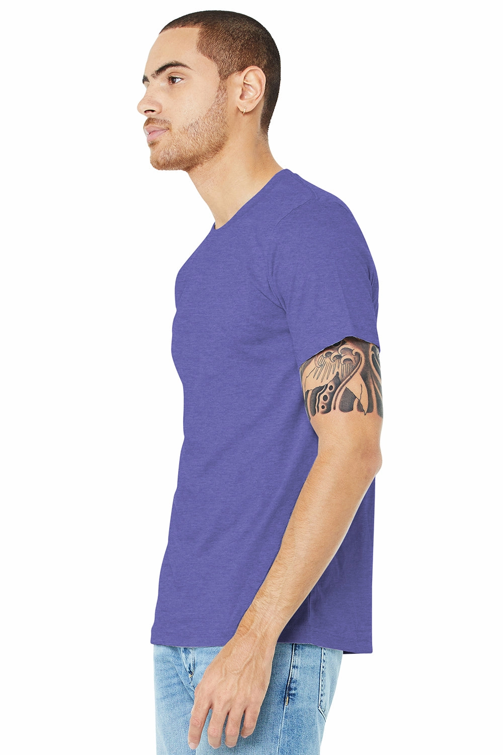 Bella   Canvas Mens Heather CVC Short Sleeve Crewneck T-Shirt - Heather Lapis Blue