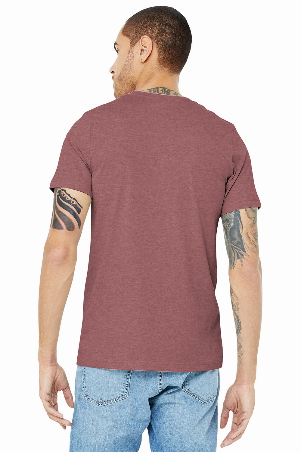 Bella   Canvas Mens Heather CVC Short Sleeve Crewneck T-Shirt - Heather Mauve