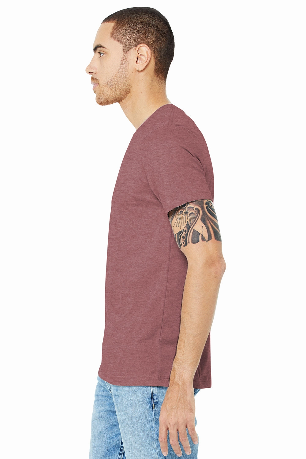 Bella   Canvas Mens Heather CVC Short Sleeve Crewneck T-Shirt - Heather Mauve