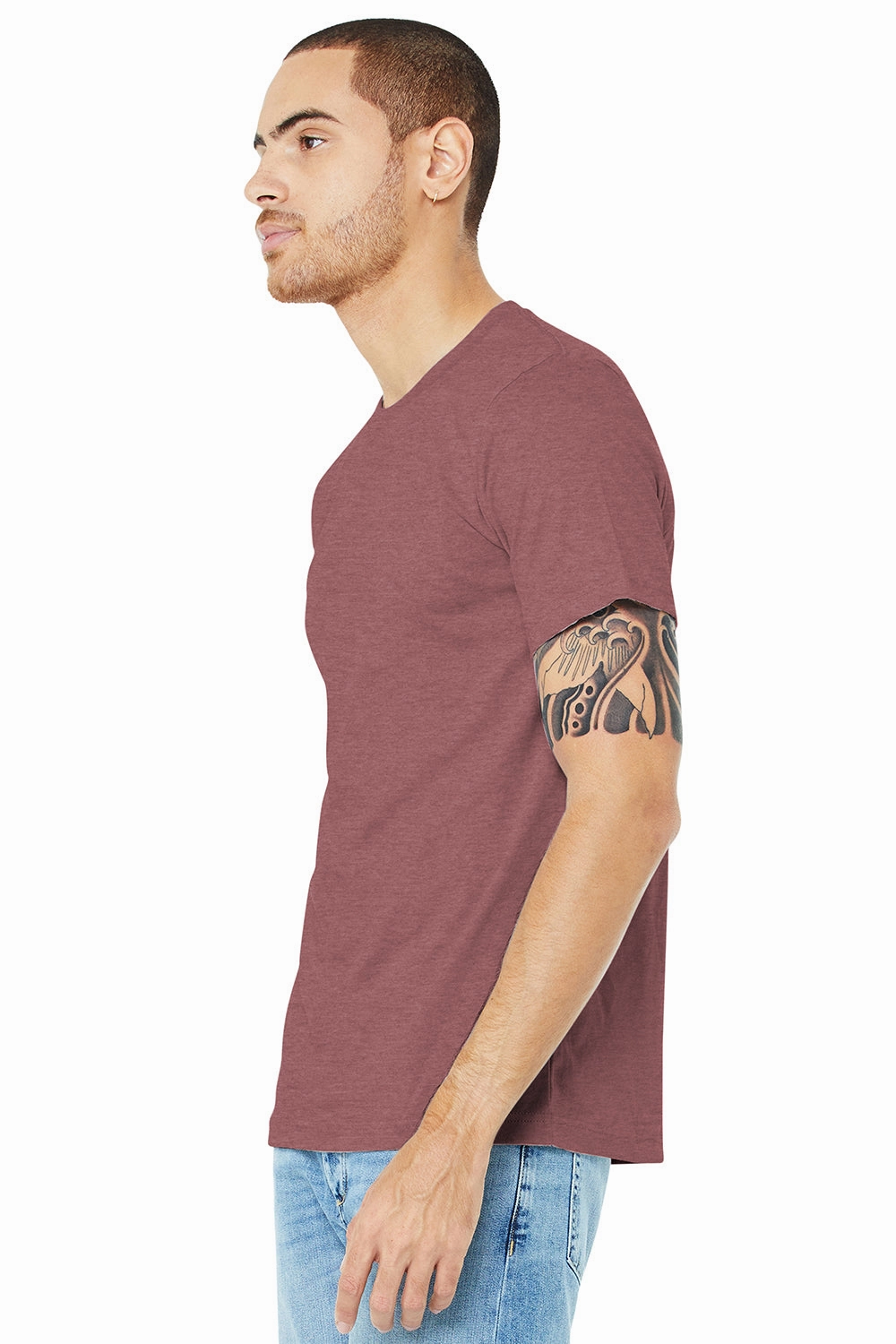 Bella   Canvas Mens Heather CVC Short Sleeve Crewneck T-Shirt - Heather Mauve