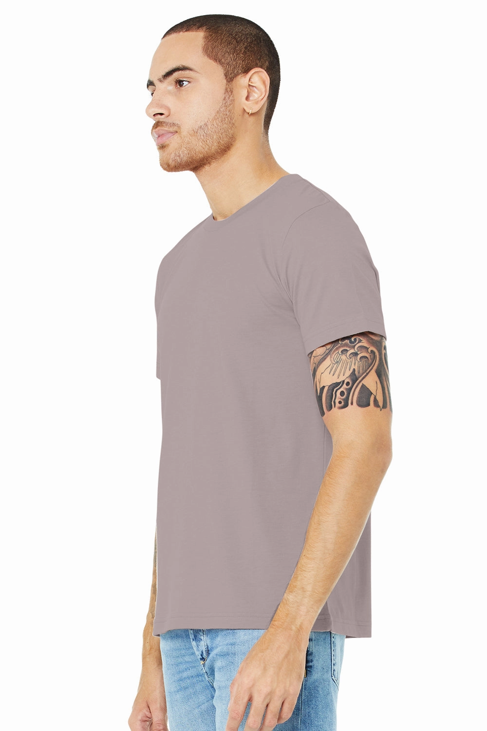 Bella   Canvas Mens Heather CVC Short Sleeve Crewneck T-Shirt - Heather Pink Gravel