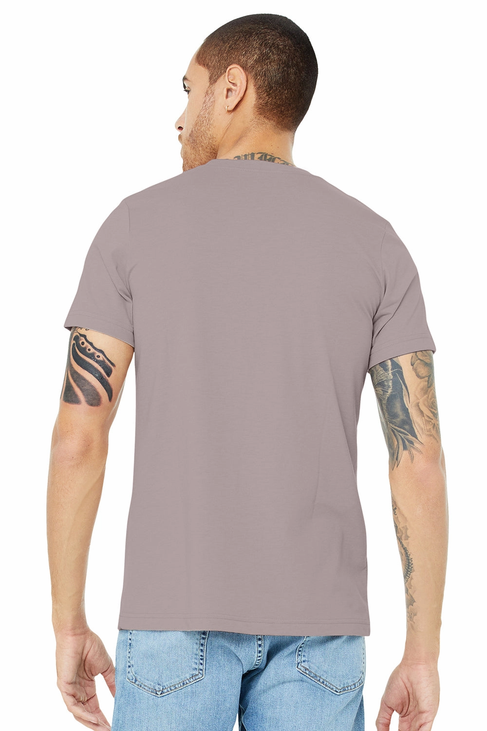 Bella   Canvas Mens Heather CVC Short Sleeve Crewneck T-Shirt - Heather Pink Gravel