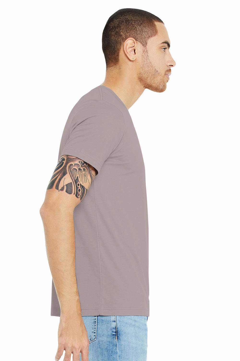 Bella   Canvas Mens Heather CVC Short Sleeve Crewneck T-Shirt - Heather Pink Gravel