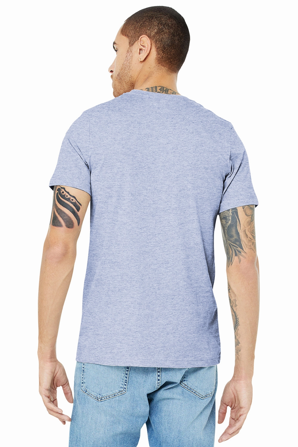 Bella   Canvas Mens Heather CVC Short Sleeve Crewneck T-Shirt - Heather Prism Blue
