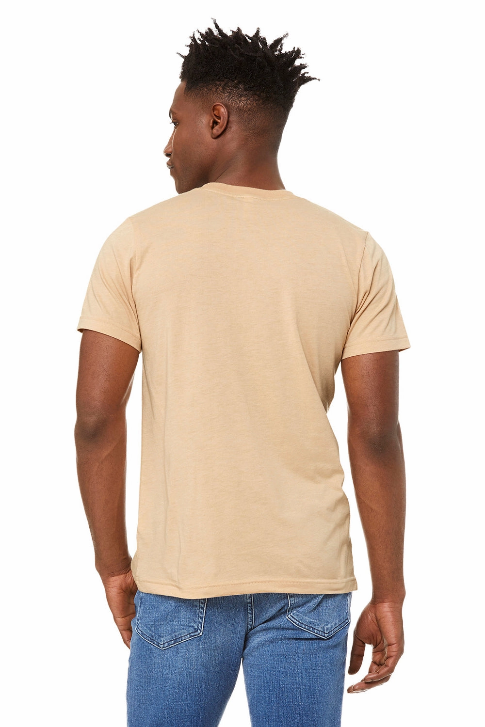 Bella   Canvas Mens Heather CVC Short Sleeve Crewneck T-Shirt - Heather Sand Dune