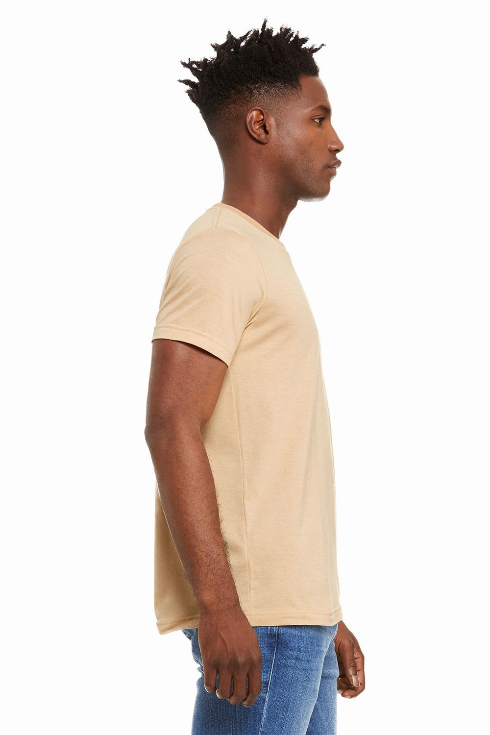Bella   Canvas Mens Heather CVC Short Sleeve Crewneck T-Shirt - Heather Sand Dune