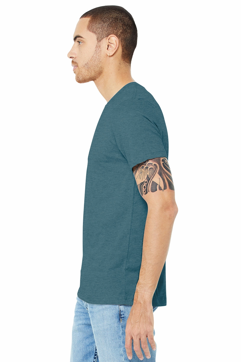 Bella   Canvas Mens Heather CVC Short Sleeve Crewneck T-Shirt - Heather Slate Blue