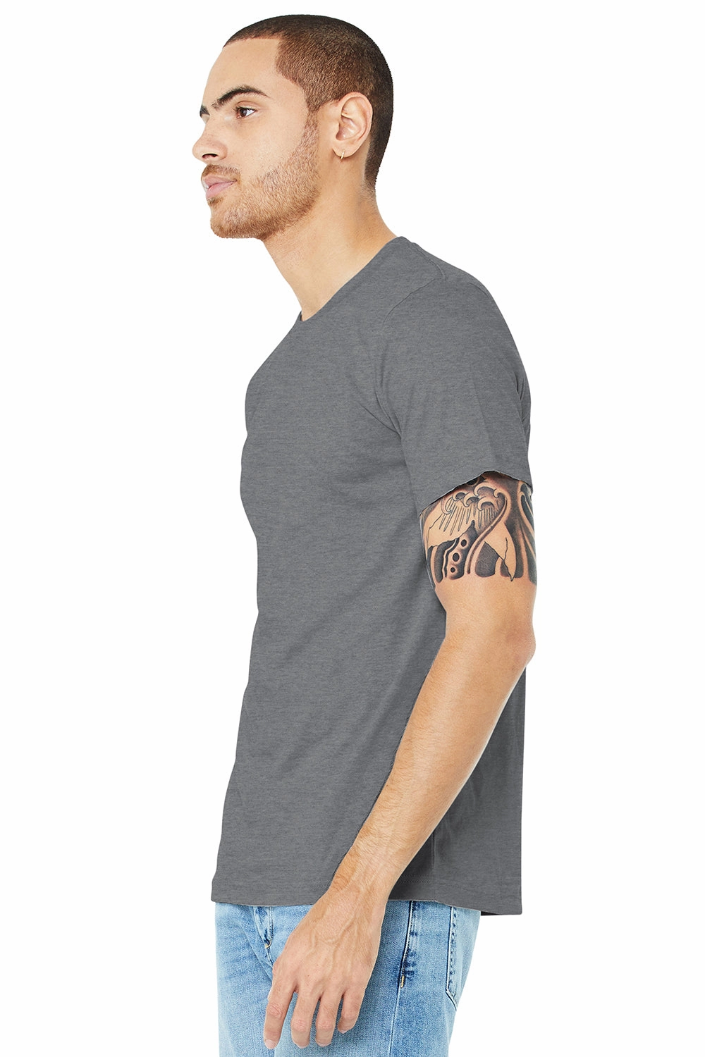 Bella   Canvas Mens Heather CVC Short Sleeve Crewneck T-Shirt - Heather Storm Grey