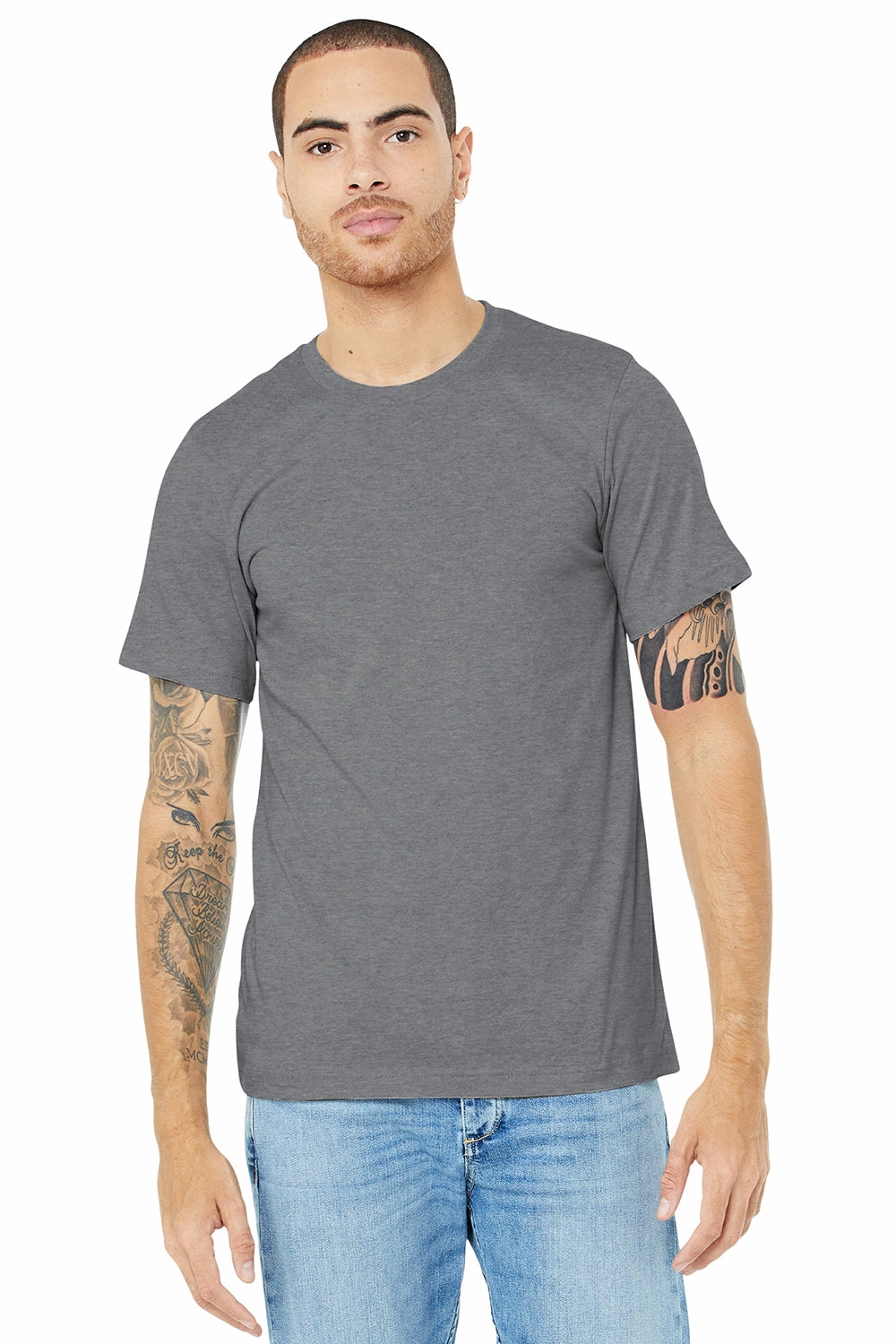 Bella   Canvas Mens Heather CVC Short Sleeve Crewneck T-Shirt - Heather Storm Grey