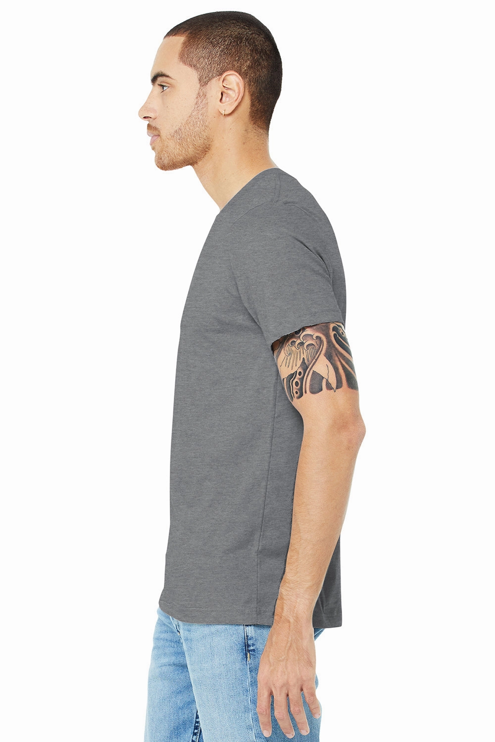 Bella   Canvas Mens Heather CVC Short Sleeve Crewneck T-Shirt - Heather Storm Grey