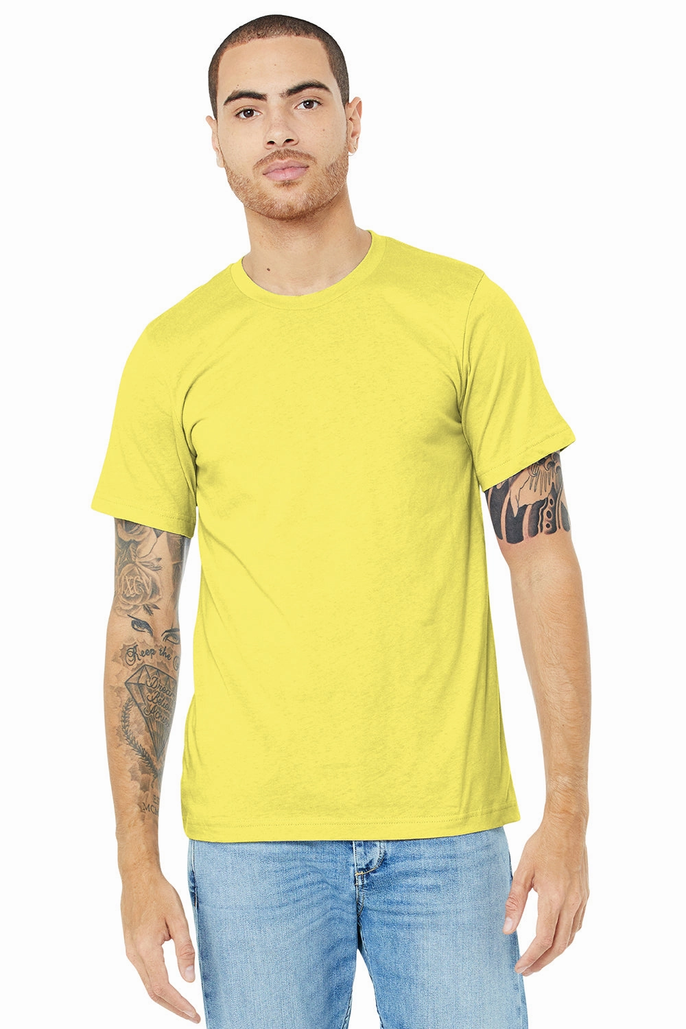 Bella   Canvas Mens Heather CVC Short Sleeve Crewneck T-Shirt - Heather Yellow