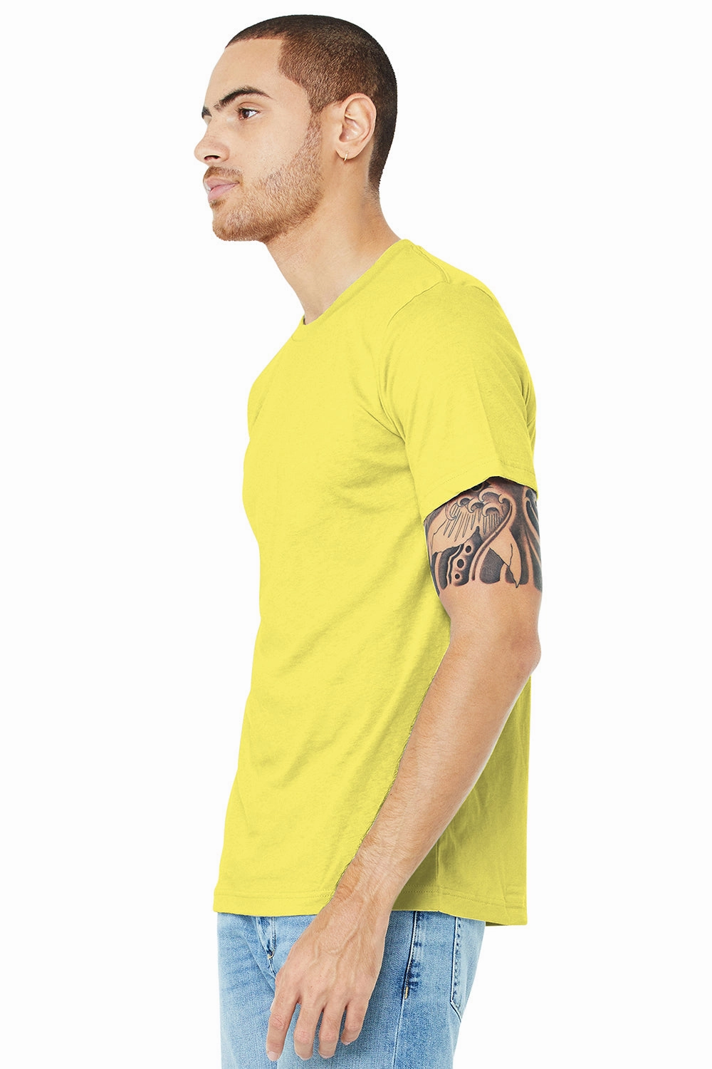 Bella   Canvas Mens Heather CVC Short Sleeve Crewneck T-Shirt - Heather Yellow