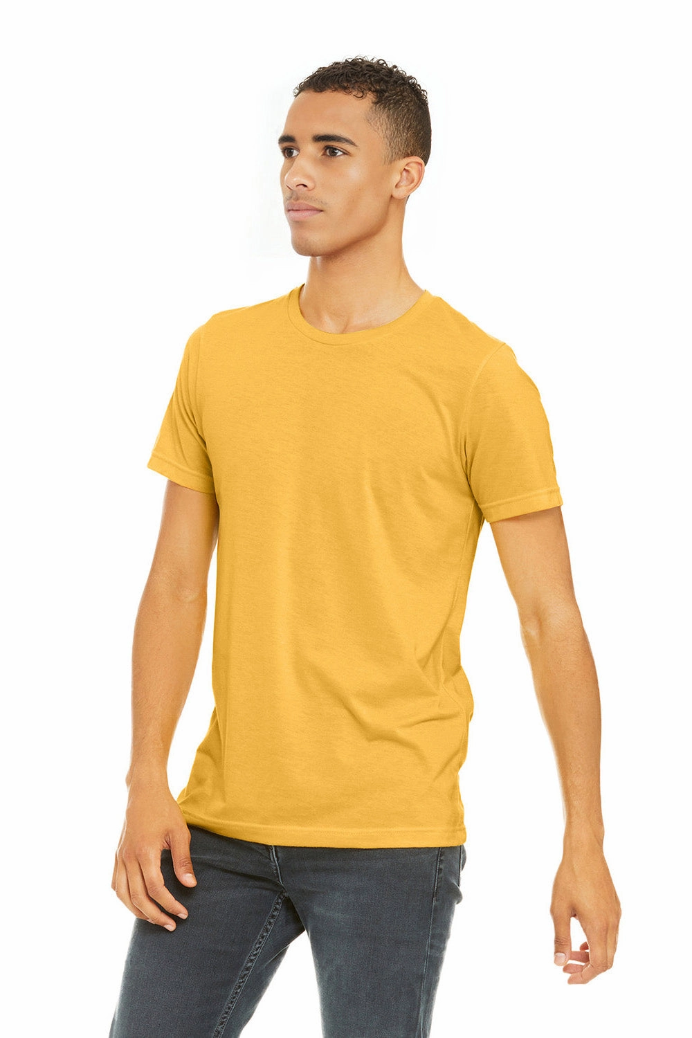Bella   Canvas Mens Heather CVC Short Sleeve Crewneck T-Shirt - Heather Yellow Gold