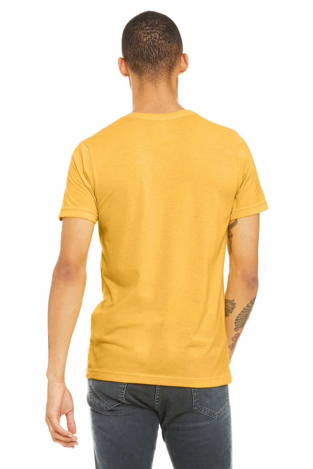 Bella   Canvas Mens Heather CVC Short Sleeve Crewneck T-Shirt - Heather Yellow Gold