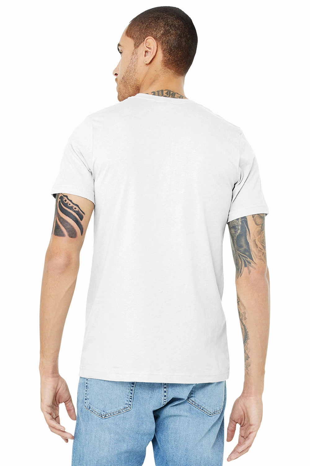 Bella   Canvas Mens Heather CVC Short Sleeve Crewneck T-Shirt - Solid White Blend