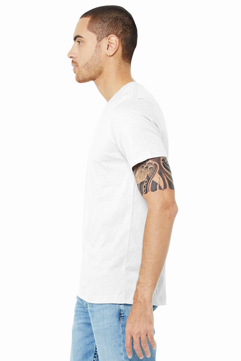 Bella   Canvas Mens Heather CVC Short Sleeve Crewneck T-Shirt - Solid White Blend