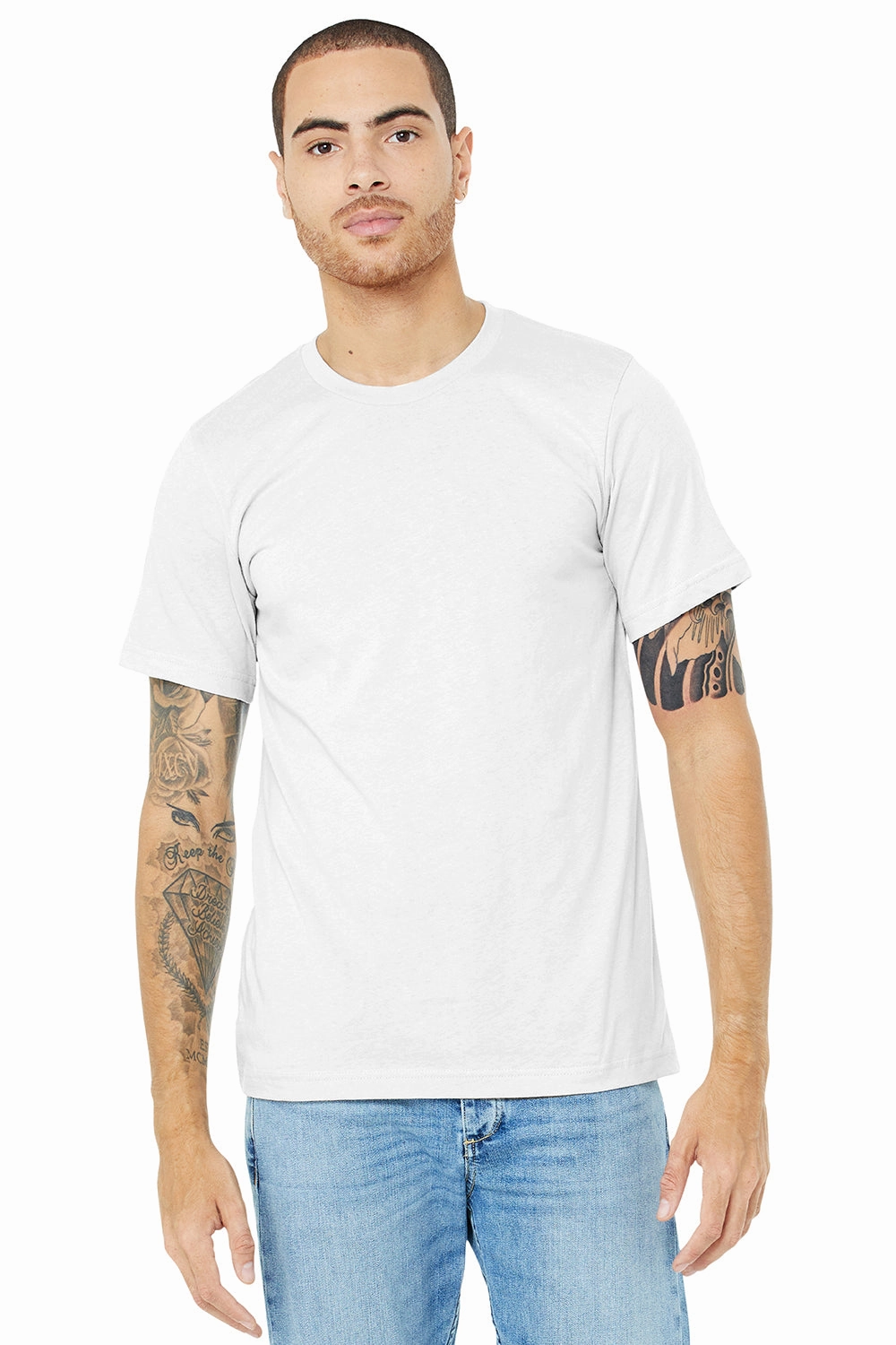 Bella   Canvas Mens Heather CVC Short Sleeve Crewneck T-Shirt - Solid White Blend