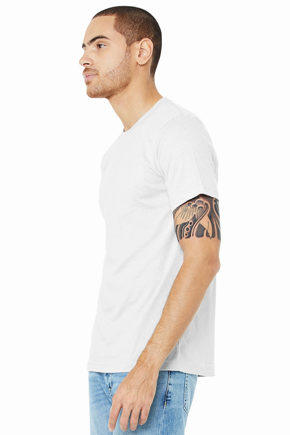 Bella   Canvas Mens Heather CVC Short Sleeve Crewneck T-Shirt - Solid White Blend
