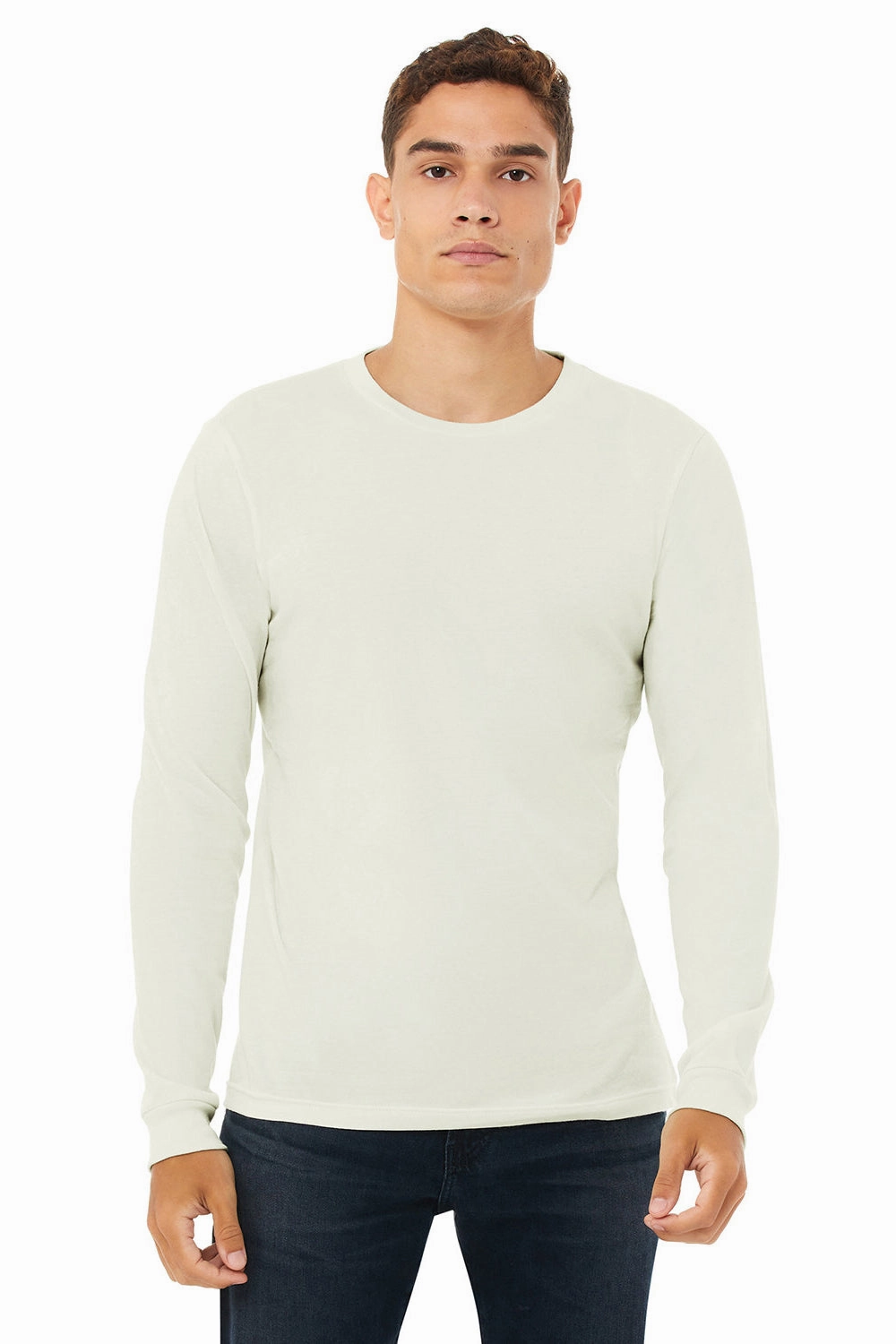 Bella   Canvas Mens Jersey Long Sleeve Crewneck T-Shirt - Citron