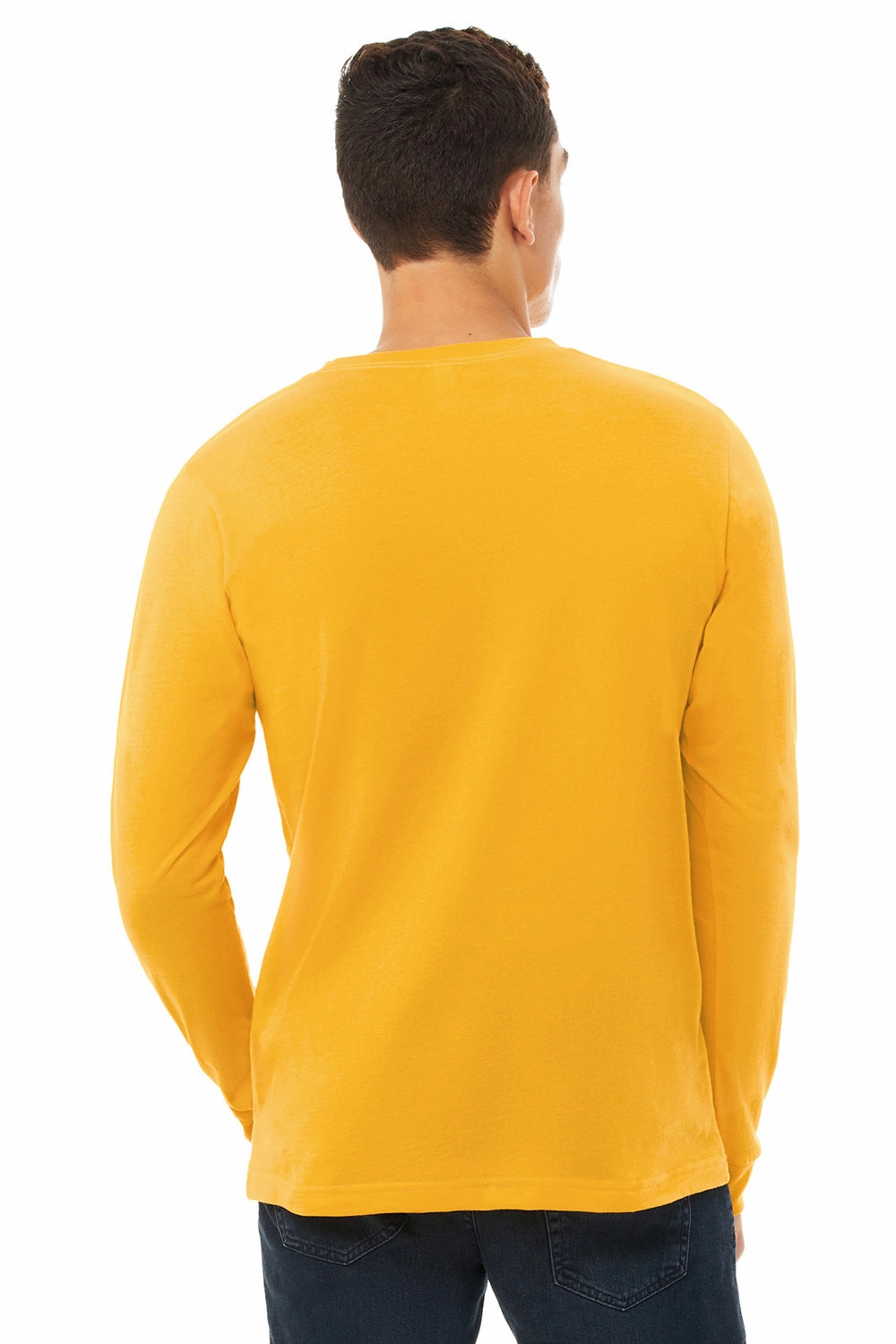 Bella   Canvas Mens Jersey Long Sleeve Crewneck T-Shirt - Gold