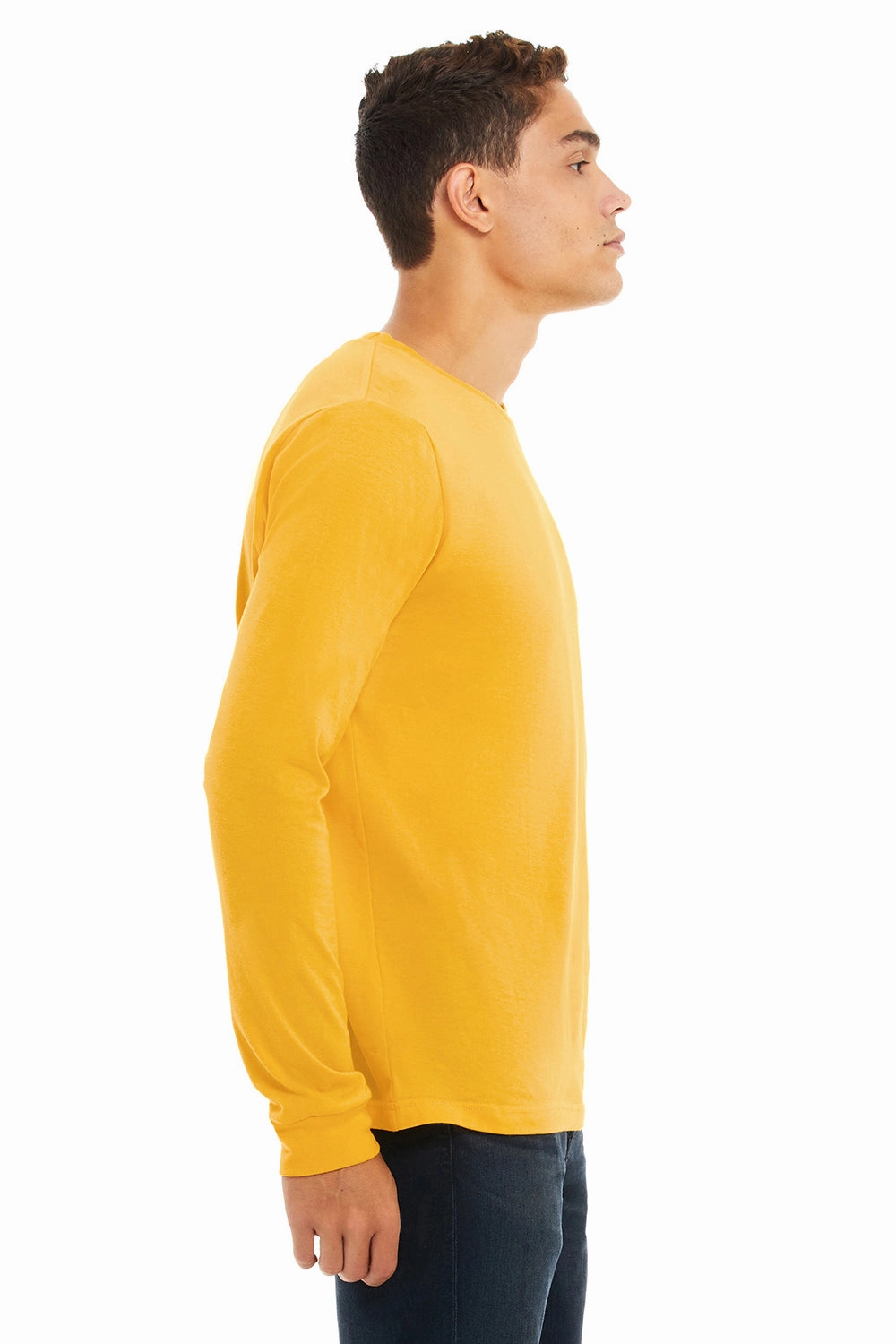 Bella   Canvas Mens Jersey Long Sleeve Crewneck T-Shirt - Gold