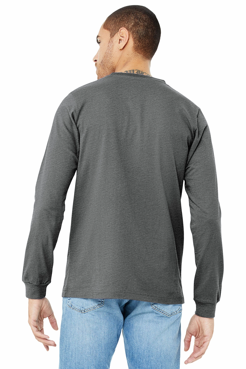 Bella   Canvas Mens Jersey Long Sleeve Crewneck T-Shirt - Grey Triblend