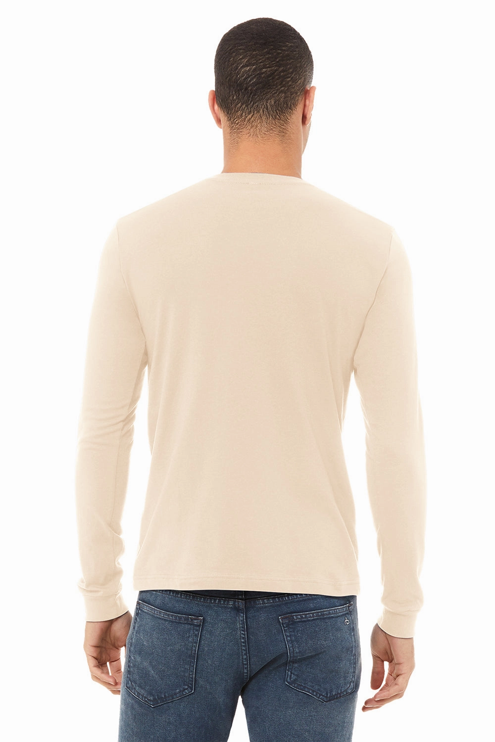 Bella   Canvas Mens Jersey Long Sleeve Crewneck T-Shirt - Natural