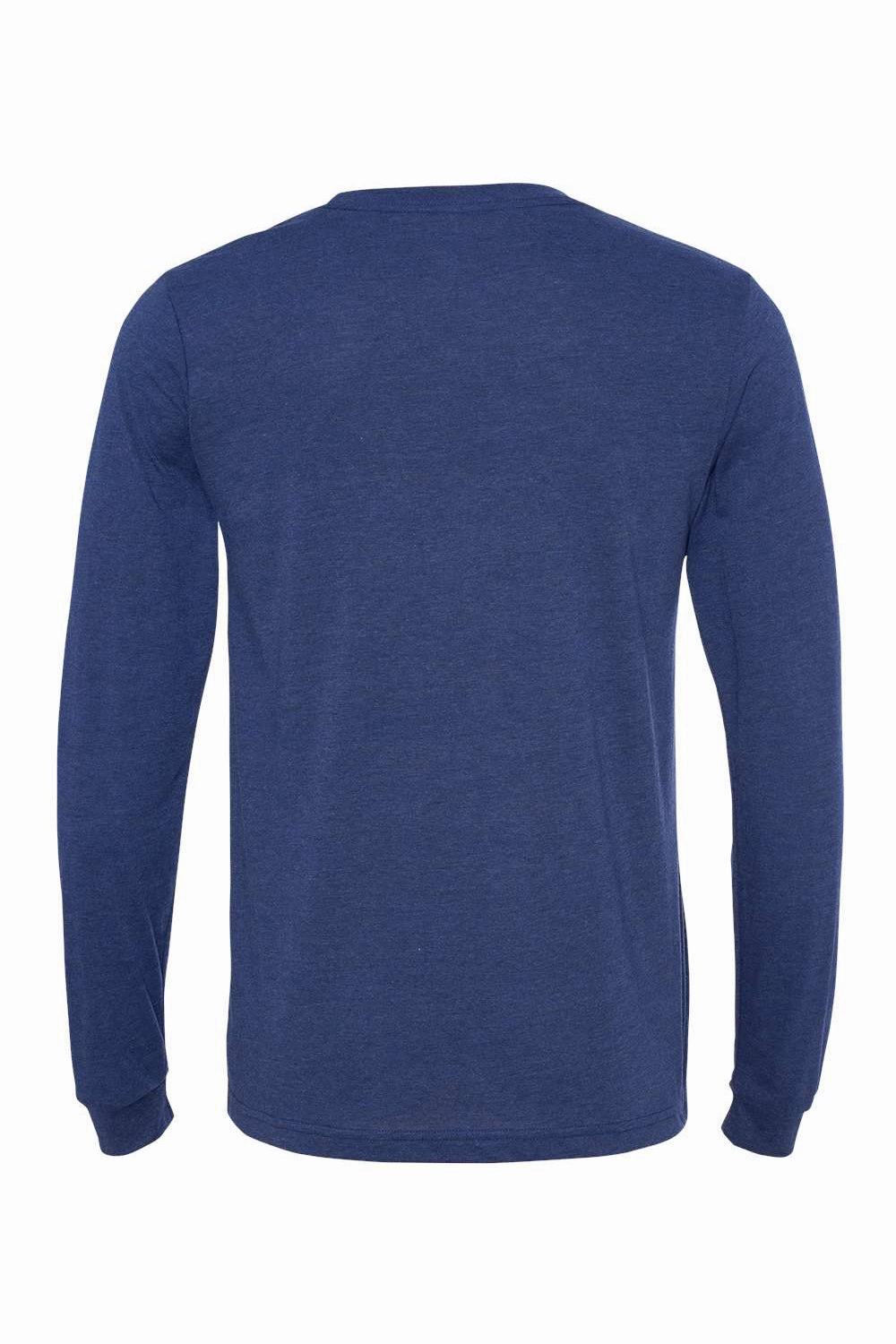 Bella   Canvas Mens Jersey Long Sleeve Crewneck T-Shirt - Navy Blue Triblend