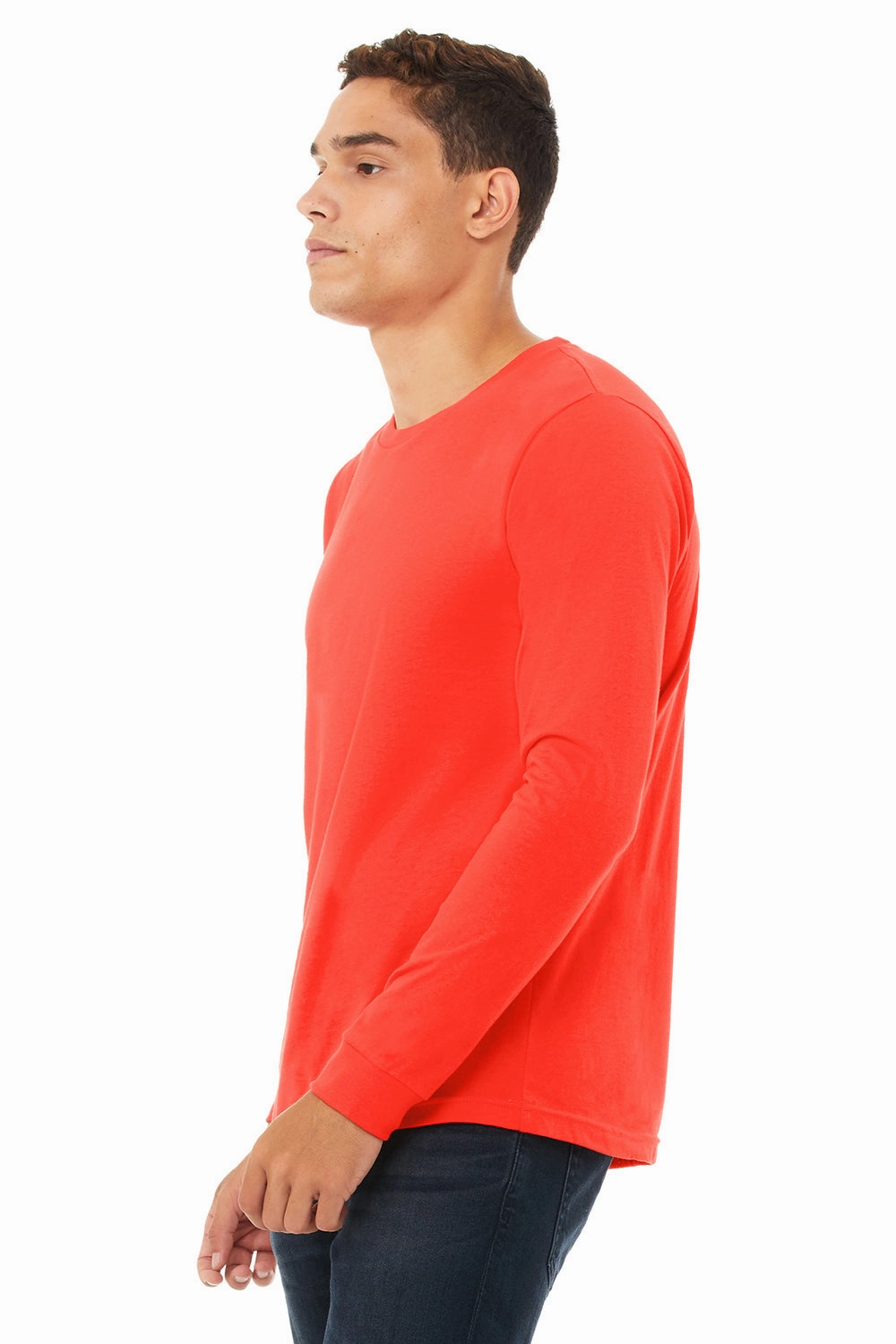 Bella   Canvas Mens Jersey Long Sleeve Crewneck T-Shirt - Poppy Red