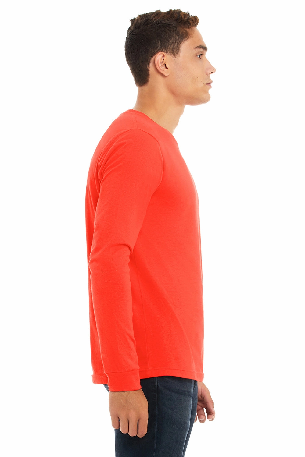 Bella   Canvas Mens Jersey Long Sleeve Crewneck T-Shirt - Poppy Red