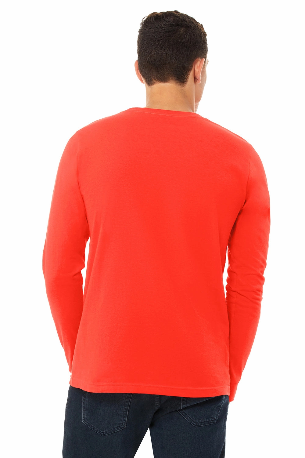 Bella   Canvas Mens Jersey Long Sleeve Crewneck T-Shirt - Poppy Red