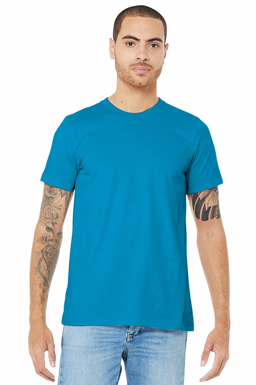 Bella   Canvas Mens Jersey Short Sleeve Crewneck T-Shirt - Aqua Blue