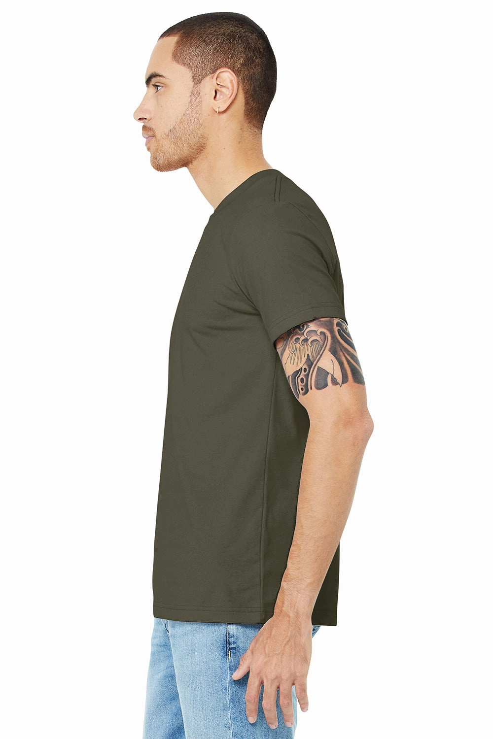 Bella   Canvas Mens Jersey Short Sleeve Crewneck T-Shirt - Dark Olive Green