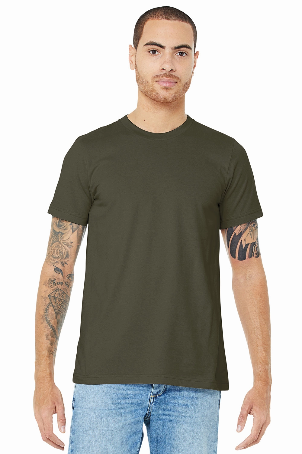Bella   Canvas Mens Jersey Short Sleeve Crewneck T-Shirt - Dark Olive Green