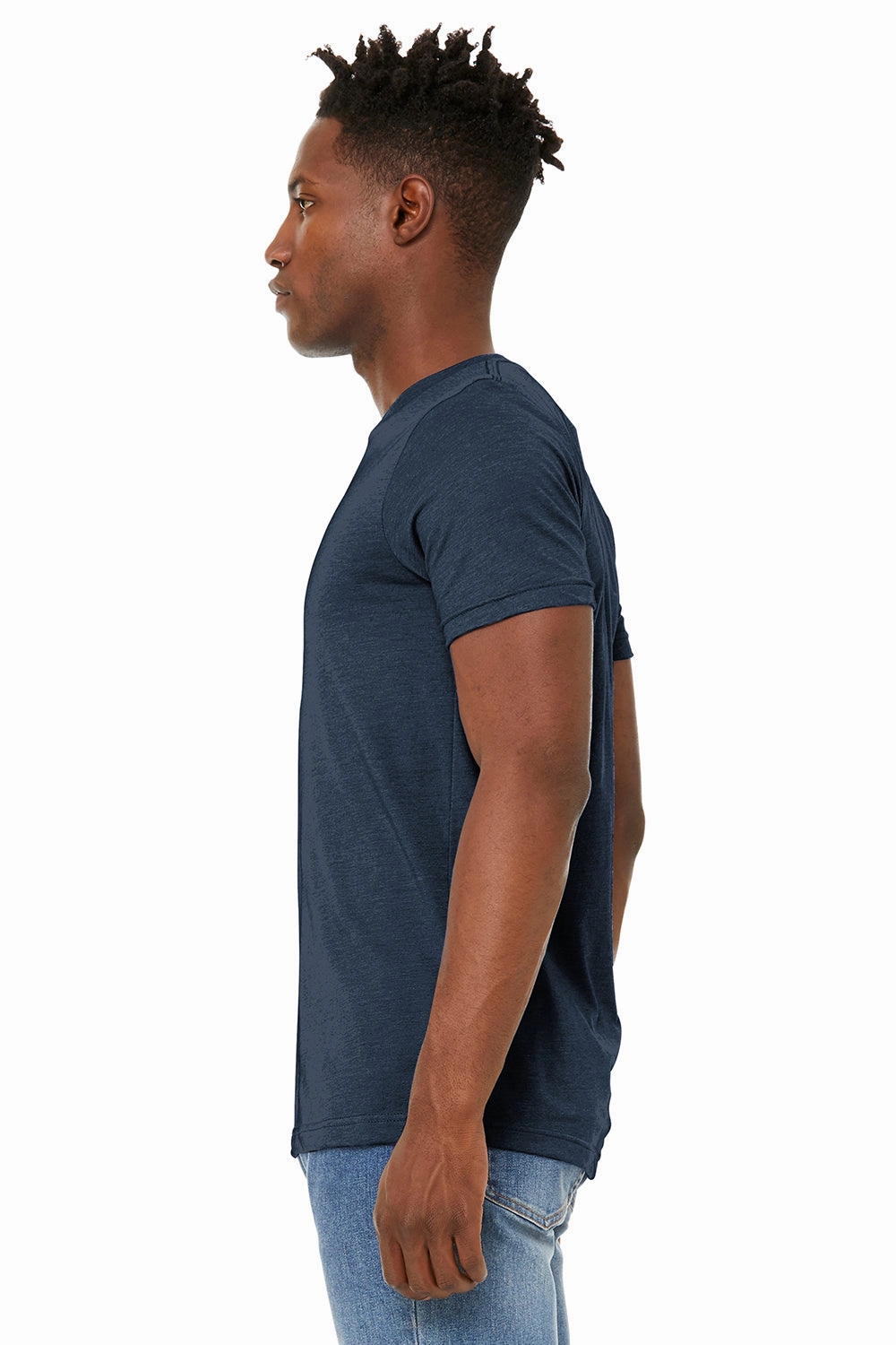 Bella   Canvas Mens Jersey Short Sleeve Crewneck T-Shirt - Heather Navy Blue - Closeout