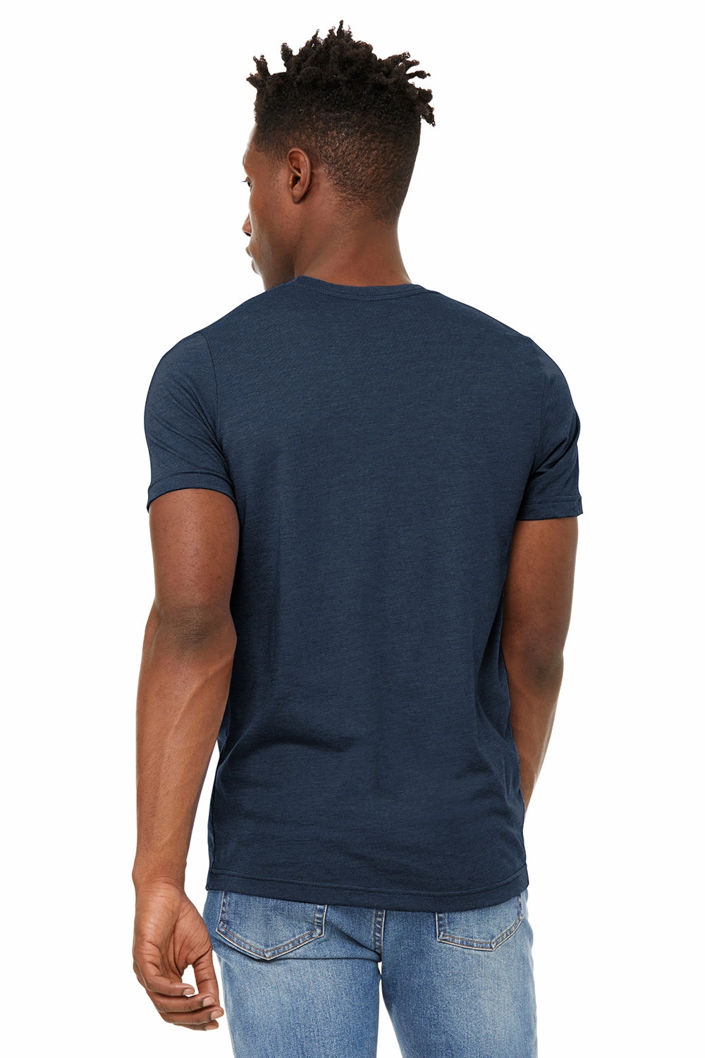Bella   Canvas Mens Jersey Short Sleeve Crewneck T-Shirt - Heather Navy Blue - Closeout