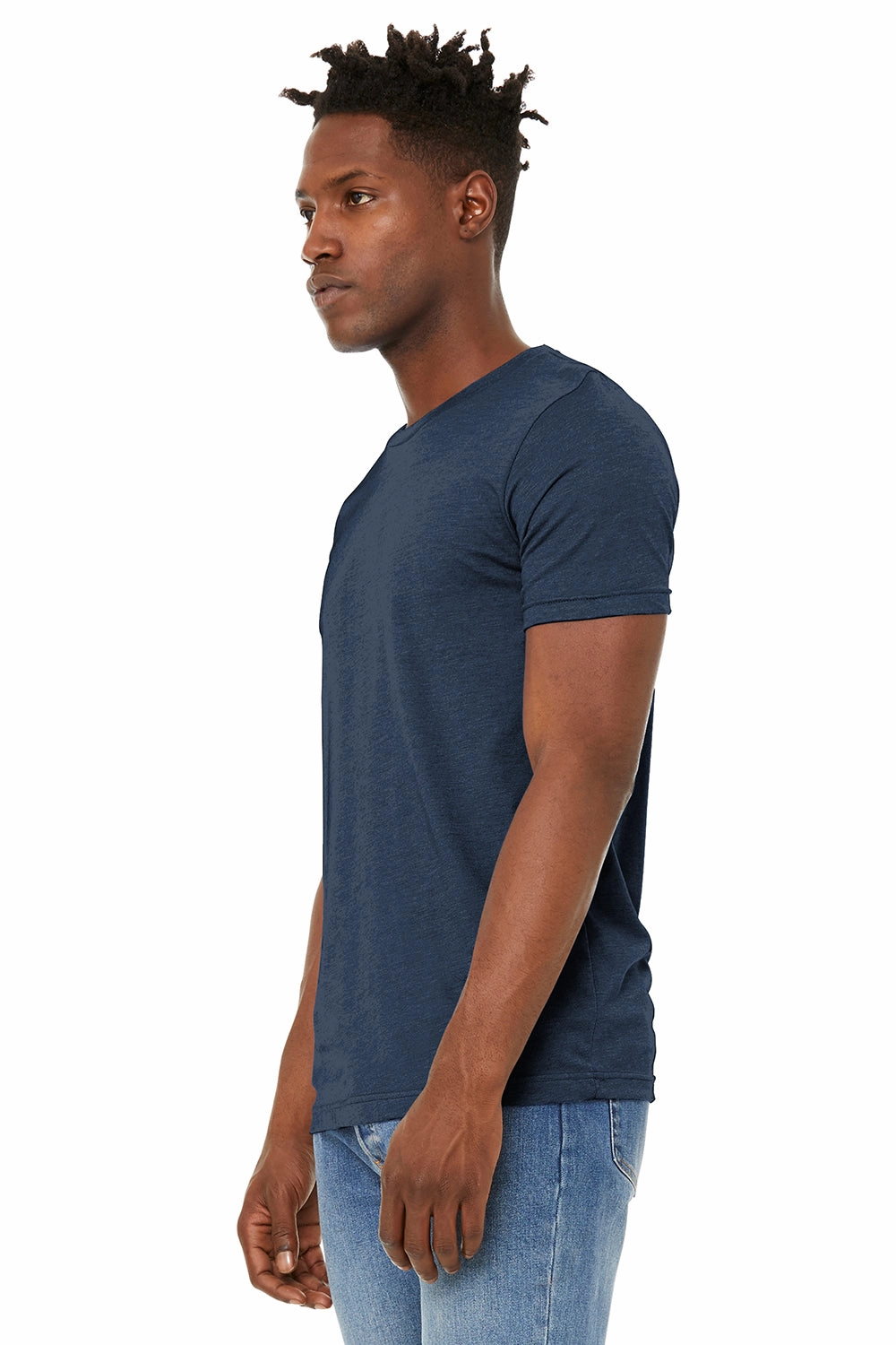 Bella   Canvas Mens Jersey Short Sleeve Crewneck T-Shirt - Heather Navy Blue - Closeout