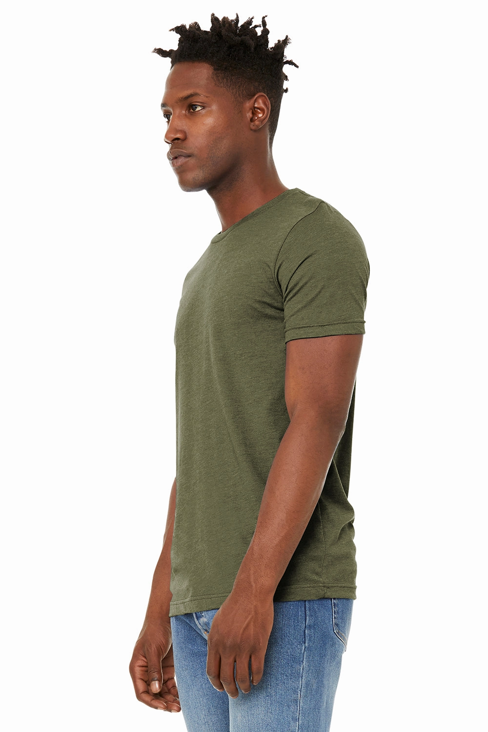 Bella   Canvas Mens Jersey Short Sleeve Crewneck T-Shirt - Heather Olive Green - Closeout