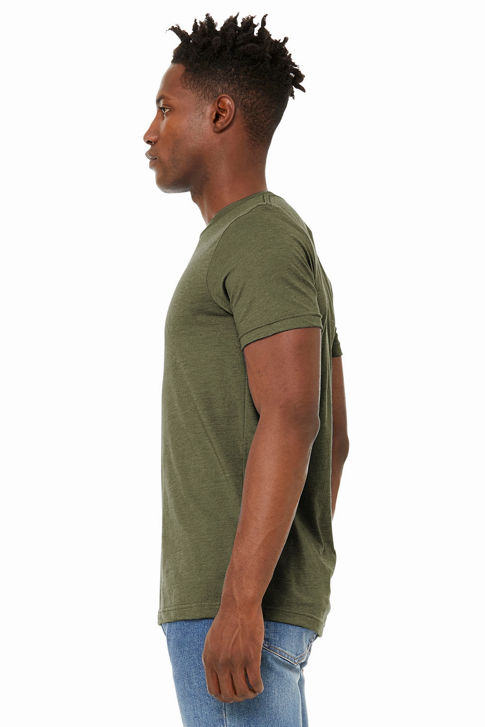 Bella   Canvas Mens Jersey Short Sleeve Crewneck T-Shirt - Heather Olive Green - Closeout