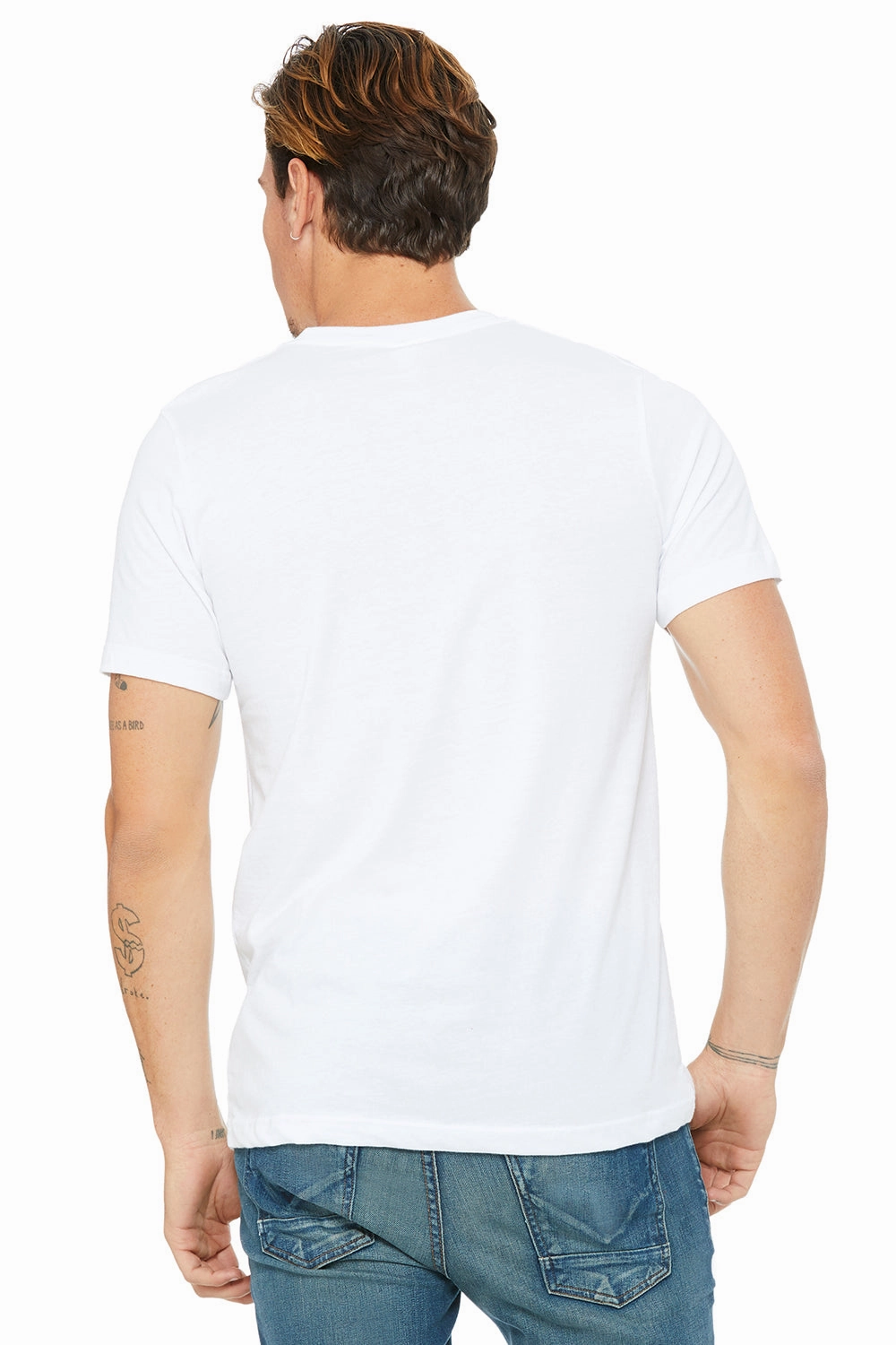 Bella   Canvas Mens Jersey Short Sleeve Crewneck T-Shirt w/ Pocket - White