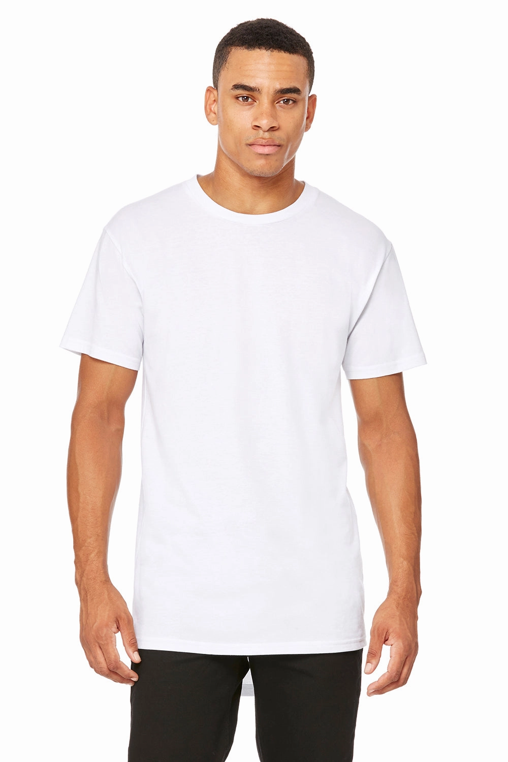Bella   Canvas Mens Long Body Urban Short Sleeve Crewneck T-Shirt - White - Closeout