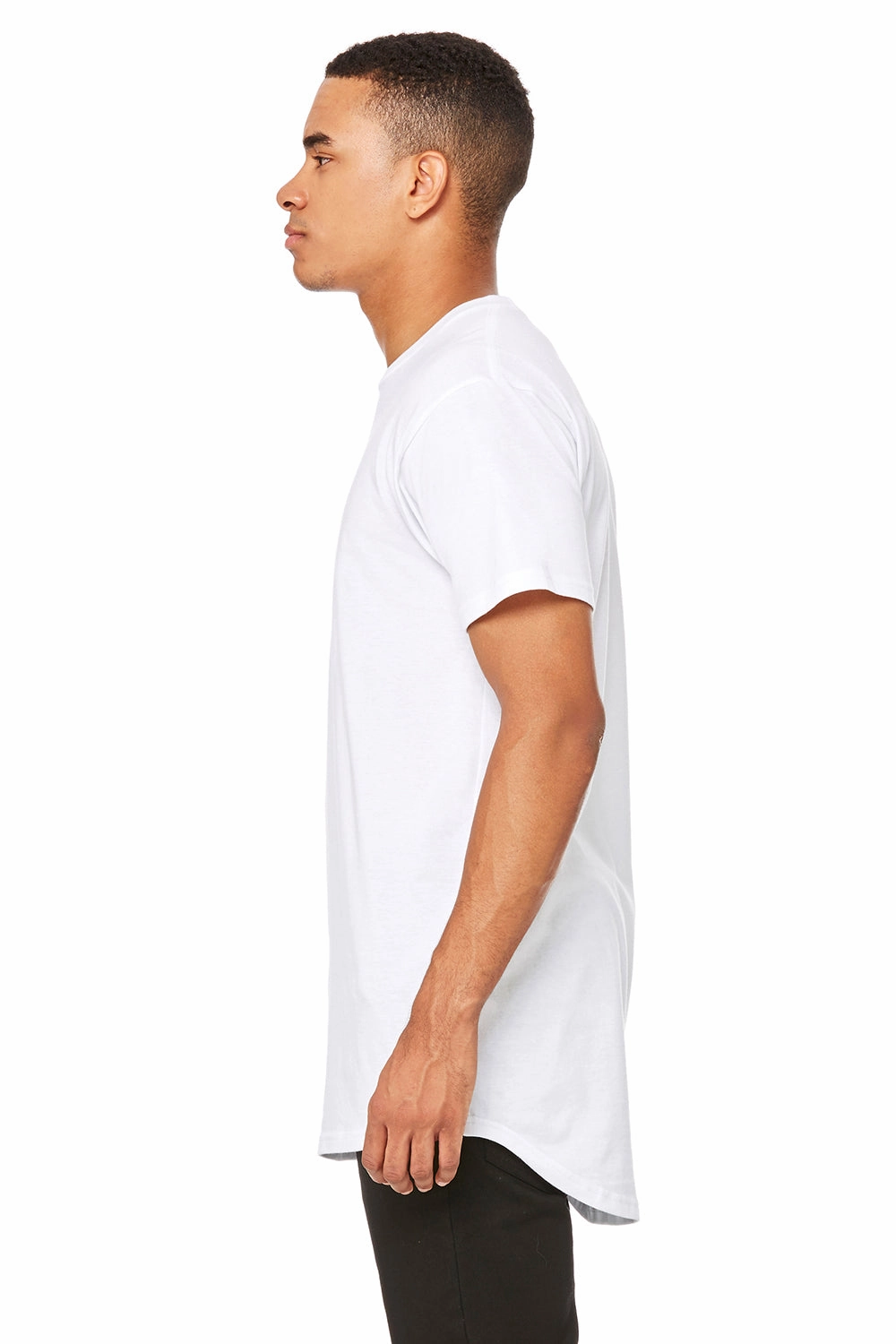 Bella   Canvas Mens Long Body Urban Short Sleeve Crewneck T-Shirt - White - Closeout