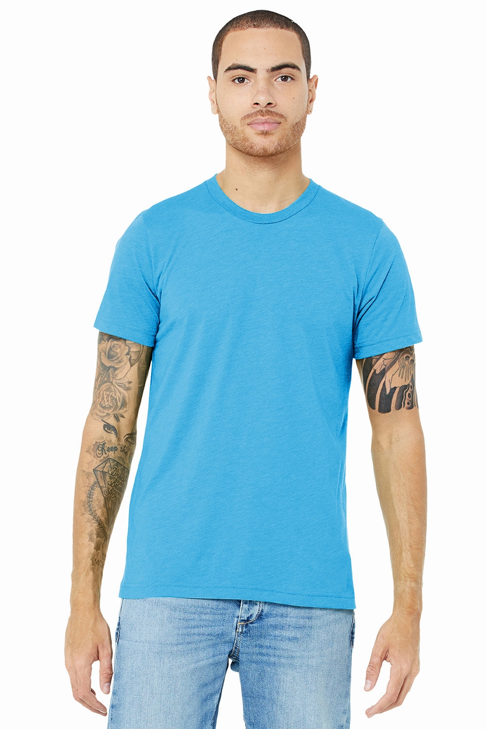 Bella   Canvas Mens Short Sleeve Crewneck T-Shirt - Aqua Blue
