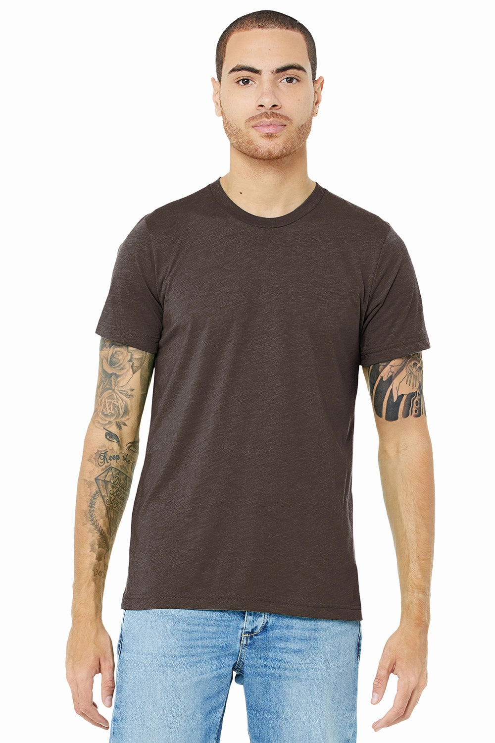 Bella   Canvas Mens Short Sleeve Crewneck T-Shirt - Brown