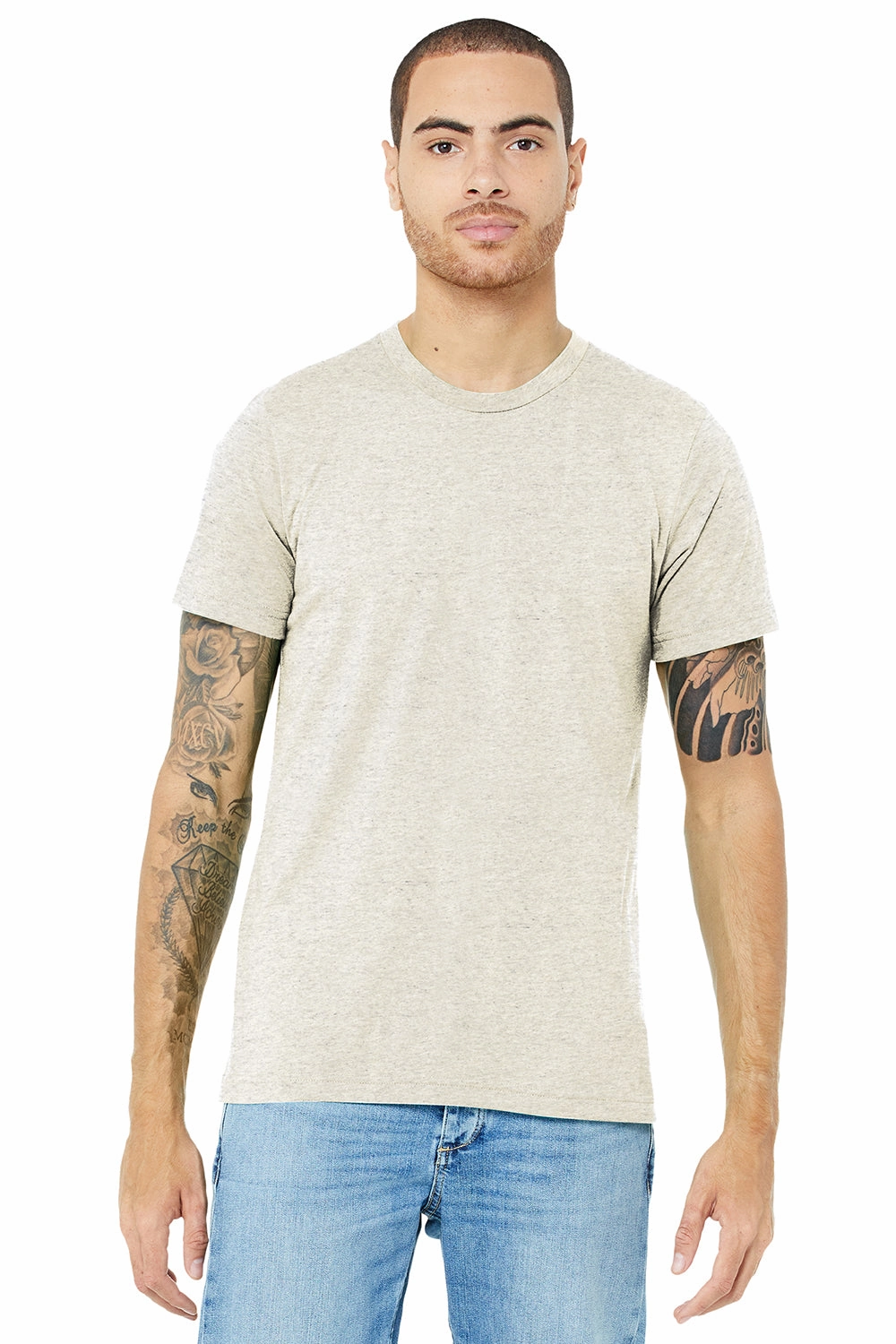 Bella   Canvas Mens Short Sleeve Crewneck T-Shirt - Oatmeal