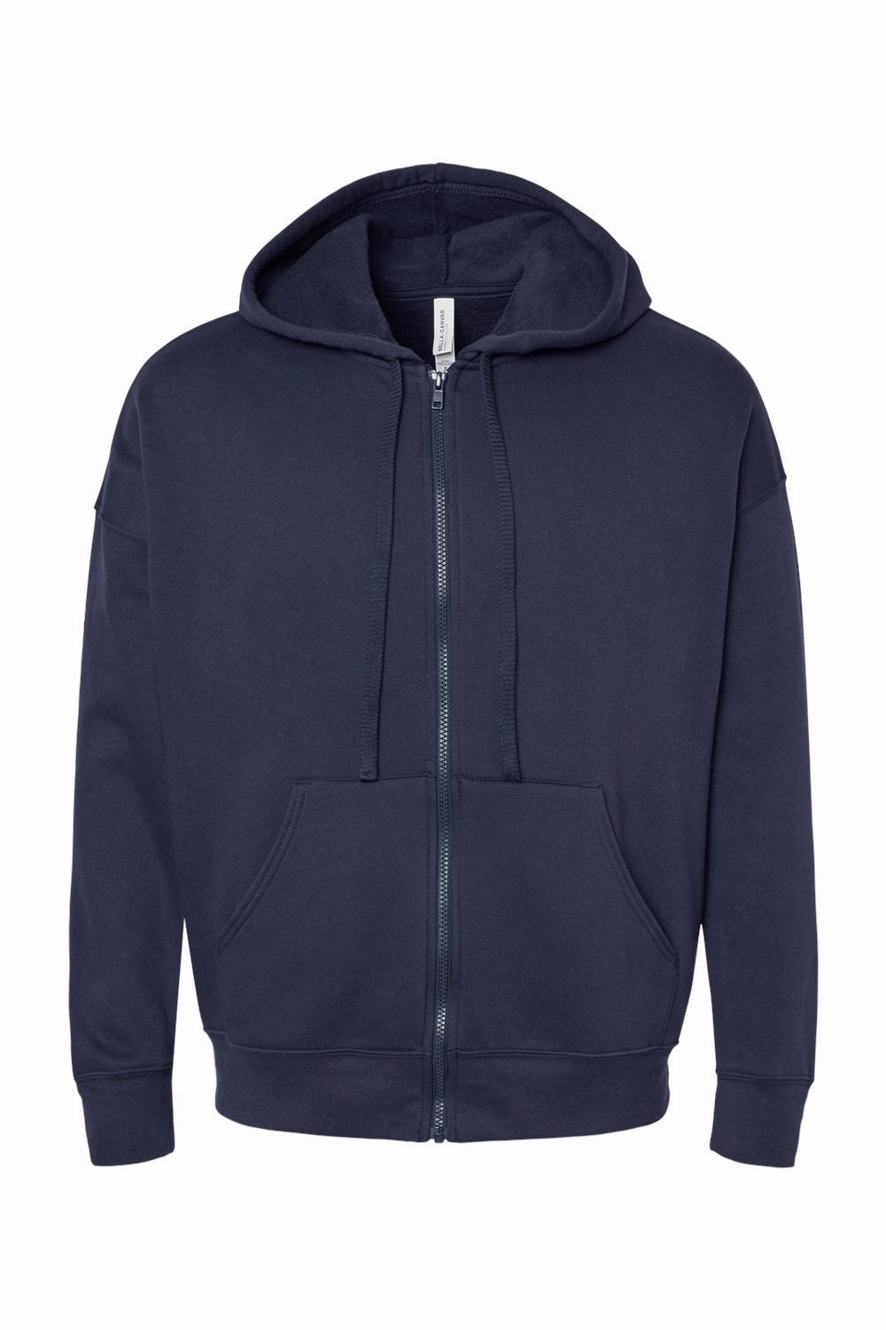 Bella   Canvas Mens Sponge Fleece Full Zip Hooded Sweatshirt Hoodie w/ Pockets - Navy Blue