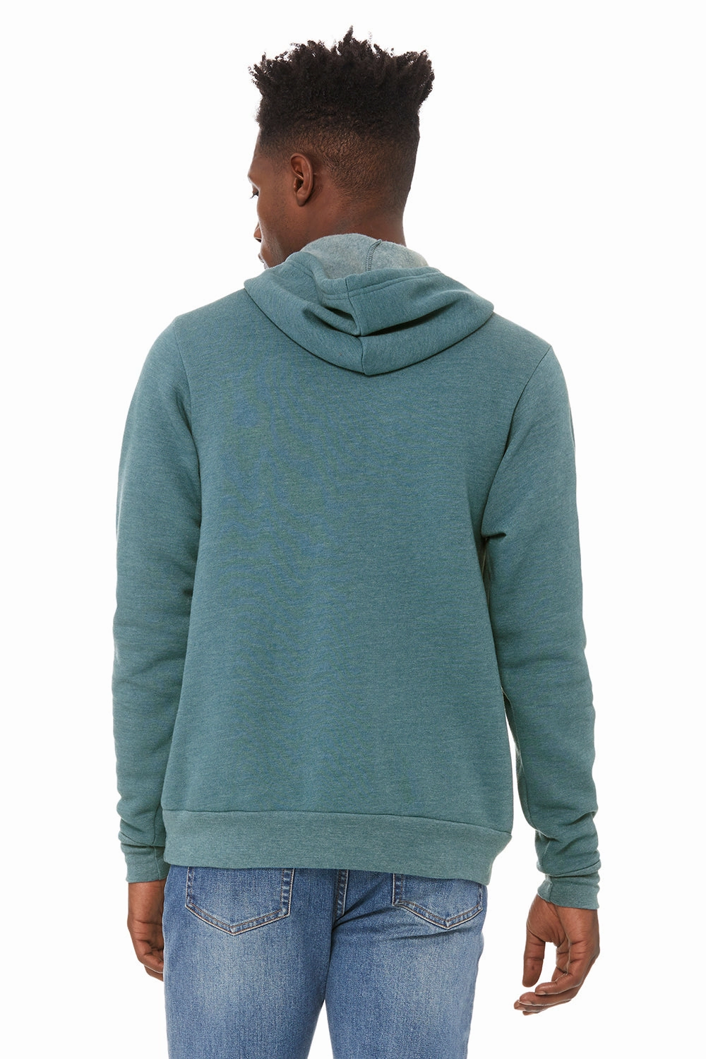Bella   Canvas Mens Sponge Fleece Hooded Sweatshirt Hoodie w/ Pouch Pocket - Heather Deep Teal Blue