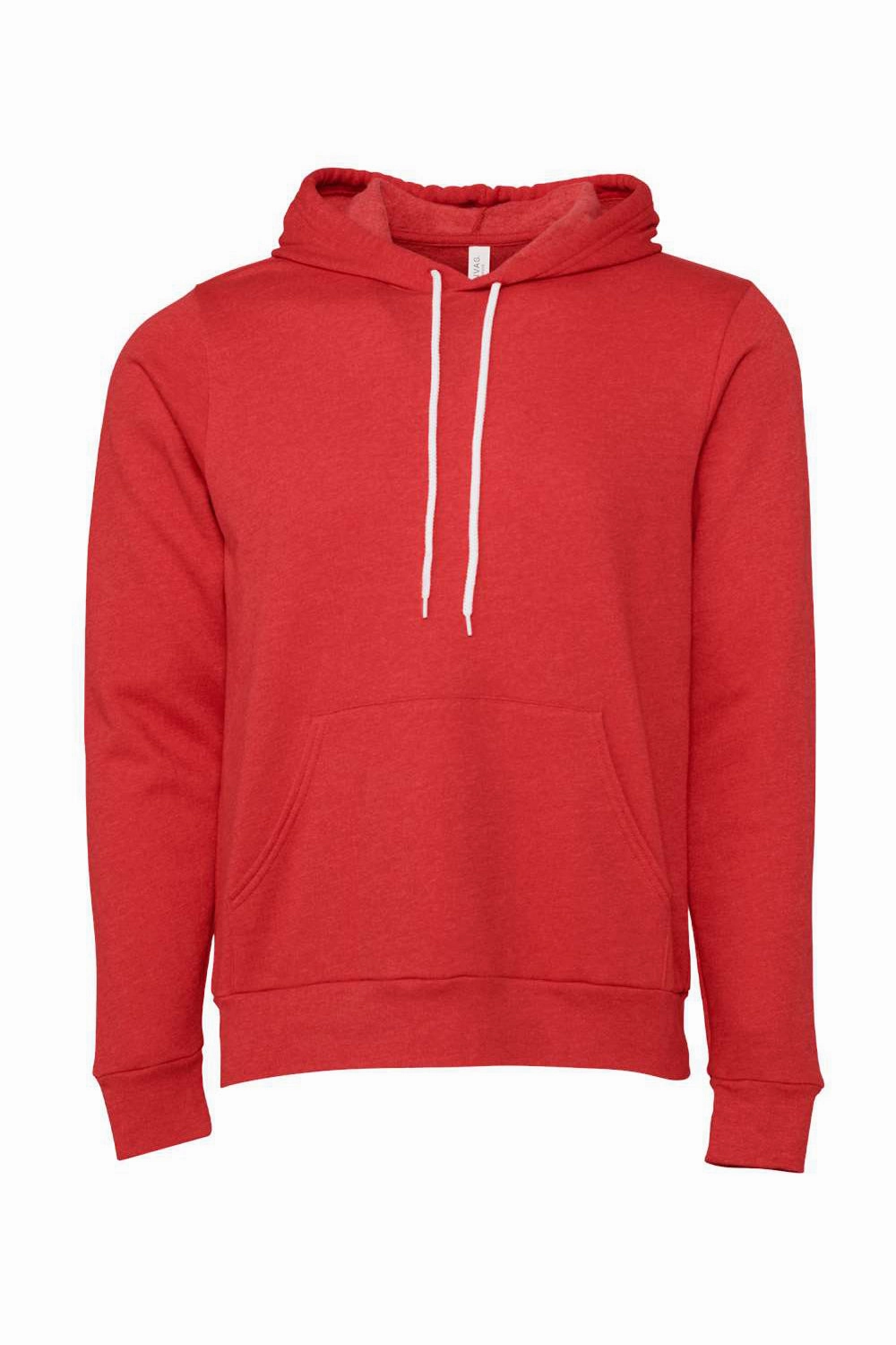 Bella   Canvas Mens Sponge Fleece Hooded Sweatshirt Hoodie w/ Pouch Pocket - Heather Red