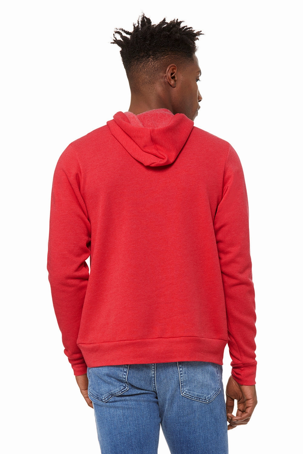 Bella   Canvas Mens Sponge Fleece Hooded Sweatshirt Hoodie w/ Pouch Pocket - Heather Red