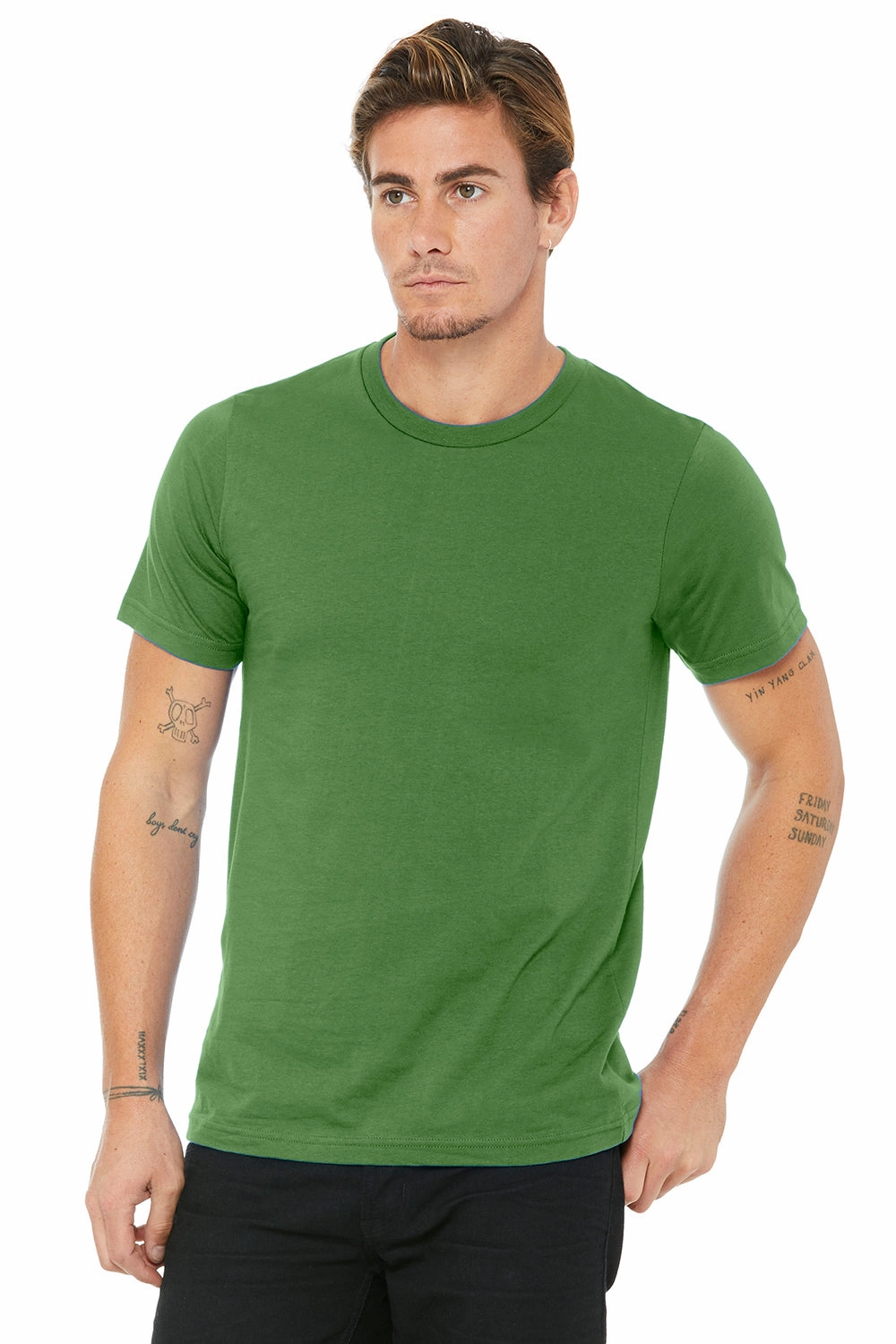 Bella   Canvas Mens USA Made Jersey Short Sleeve Crewneck T-Shirt - Leaf Green - Closeout